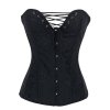 Steel Boned Corset Black with Lace Up Bodice
