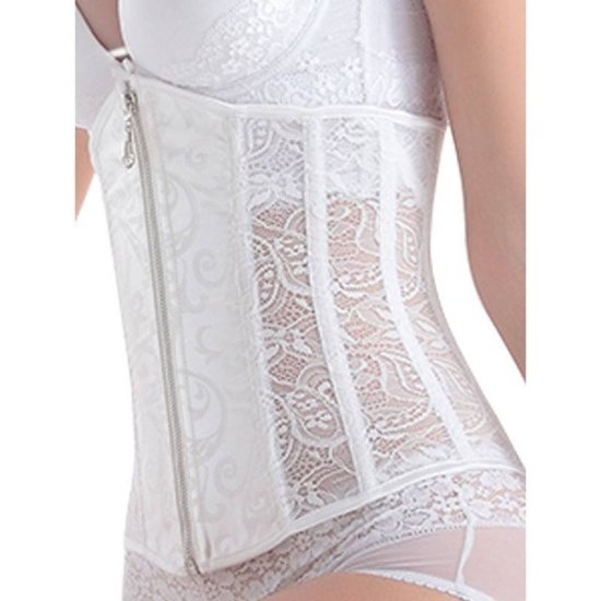 Bridal Corset Steel Boned Underbust White with Zipper - Click Image to Close