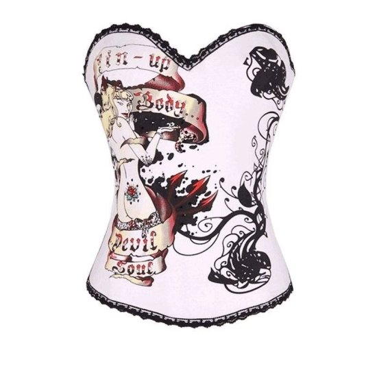 Bustier White with Picture & Crystal Charms - Click Image to Close