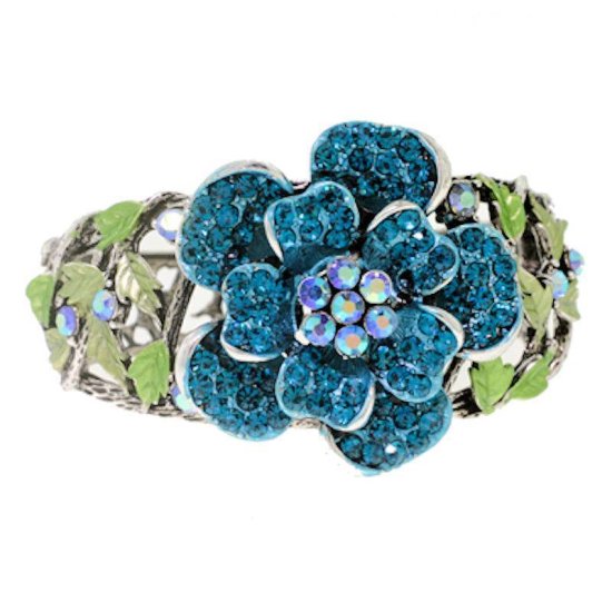 Bracelet Teal Floral Enchantment Bangle - Click Image to Close