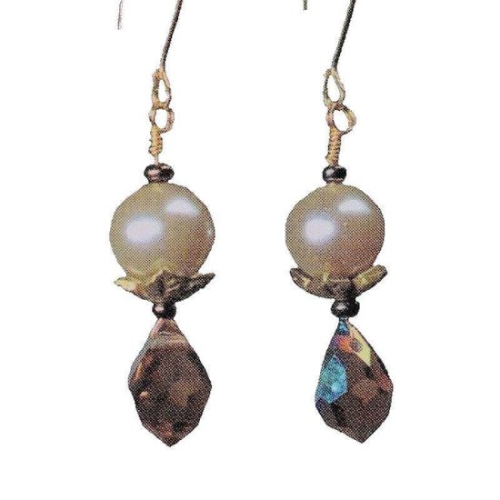 Earrings Pearl and Topaz Drop - Click Image to Close