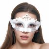 Mask White Bridal with Silver Glitter and Crystals
