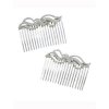 Hair Combs Silver Crystal Set of Two