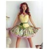 Corset Yellow Striped with Green Chiffon Ribbon