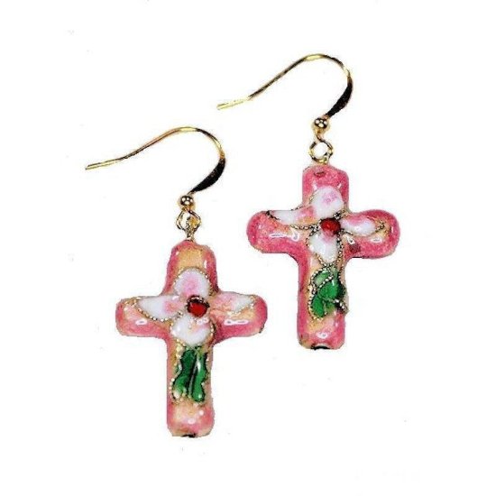 Earrings Cross Beaded Charm - Click Image to Close