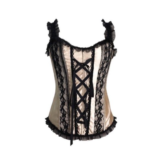 Corset Gold with Black Lace Trim - Click Image to Close