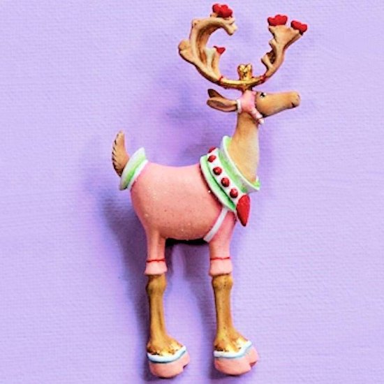 Lapel Pin Dash Away Cupid Reindeer - Click Image to Close