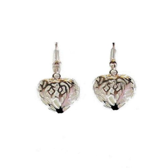 Earrings Silver Filigree Heart - Click Image to Close