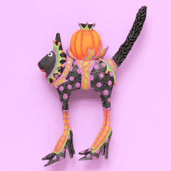 Lapel Pin Halloween Cat Couture - Click Image to Close