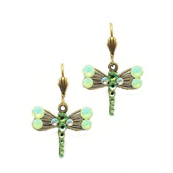 Earrings Dragonfly with Opals - Click Image to Close