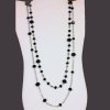 Beaded Necklace Extra Long with Black Crystals