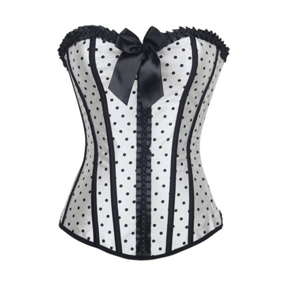 Corset White with Black Polka Dots - Click Image to Close