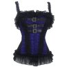 Corset Purple with Buckles, Stripes and Ruffles