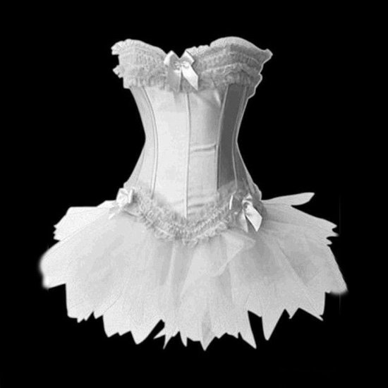 Bridal Corset Set White Top with Skirt - Click Image to Close