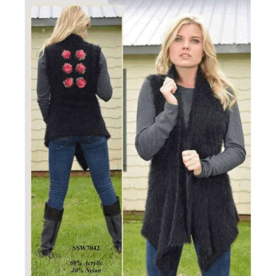 Sweater Delightfully Soft Sleeveless with Roses on Back - Click Image to Close