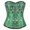 Steel Boned Corset Green Hand Beaded