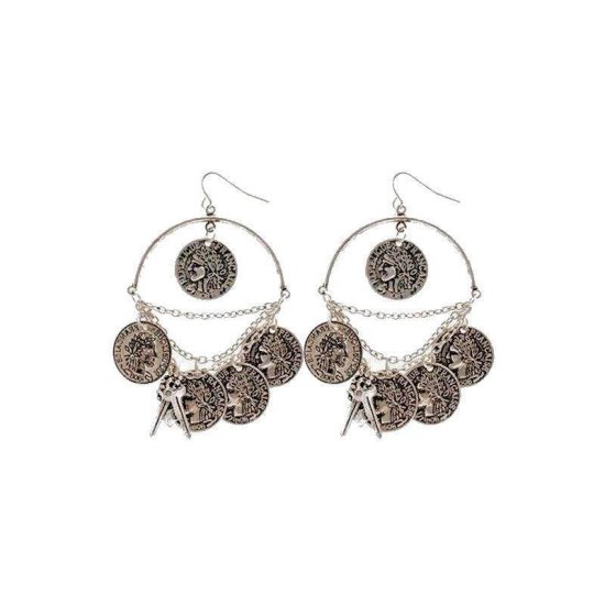 Earrings Gypsy Coins and Key - Click Image to Close