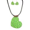 Jewelry Set Green Heart and Matching Earrings