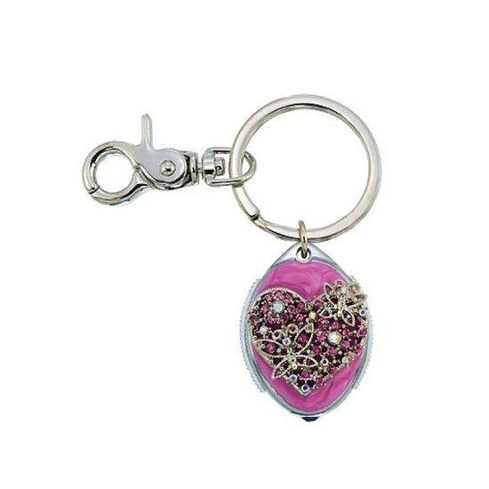 Keychain Pink Heart with LED Light - Click Image to Close