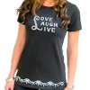 T-Shirt Rhinestone Live Love Laugh by Sabrina Barnett in Black