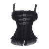 Corset Black with Stripes, Buckles and Ruffles