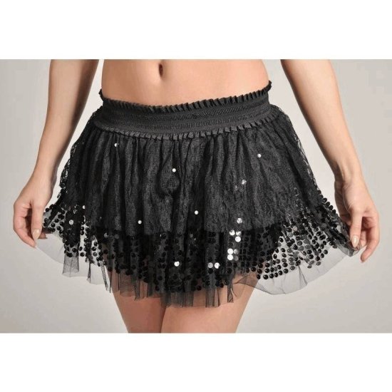 Skirt Black Tulle with Pearl Beads and Sequins - Click Image to Close