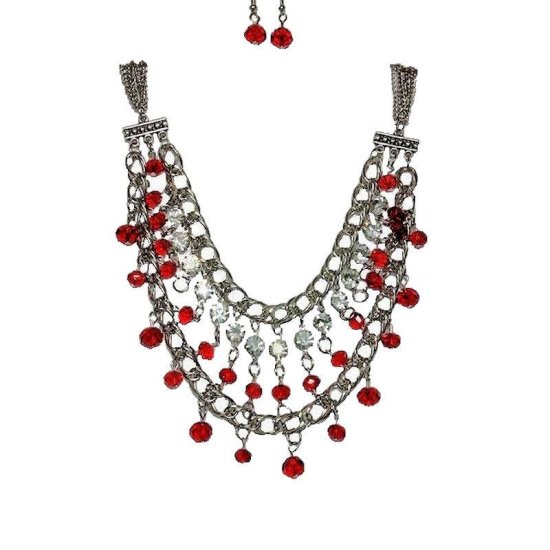 Jewelry Set Red Romance Necklace and Earrings - Click Image to Close