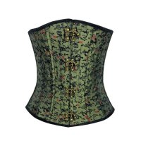 Steel Boned Underbust Corset Green with Hinge Closures