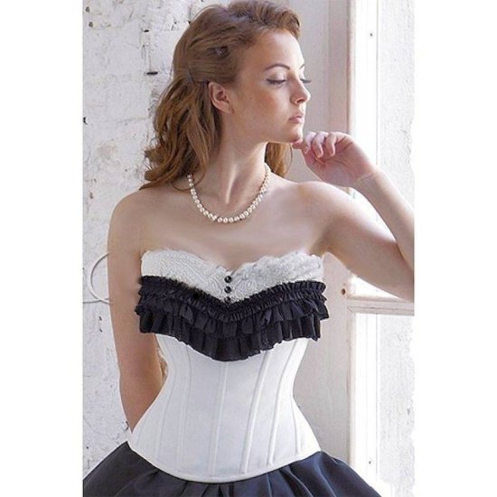 Corset Black and White Formal Top - Click Image to Close