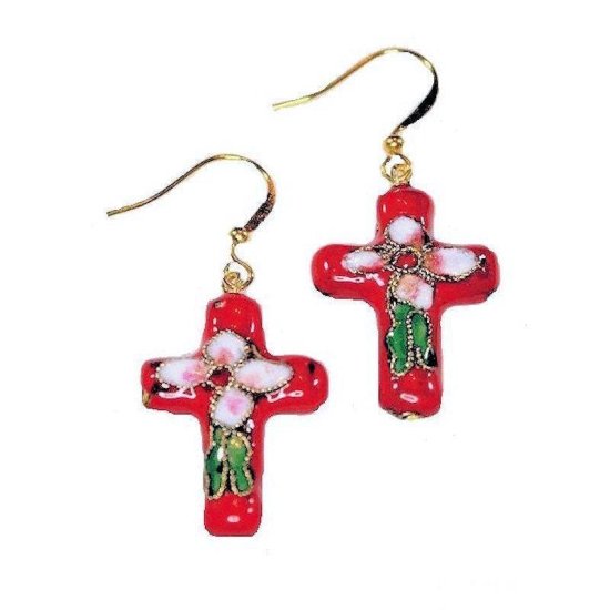 Earrings Cross Beaded Charm - Click Image to Close