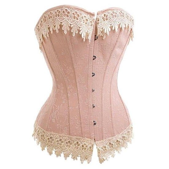 Corset Blush with Ivory Lace Edging - Click Image to Close