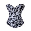 Corset Black Heavy Denim Fabric with White Flowers