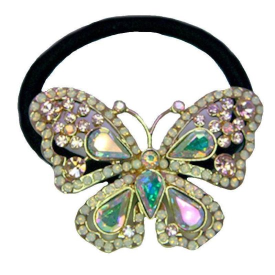Ponytail Holder Crystal Butterfly - Click Image to Close