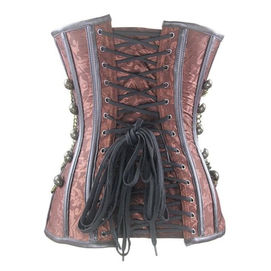 Steel Boned Corset Brown with Hinges Also Plus Sizes - Click Image to Close