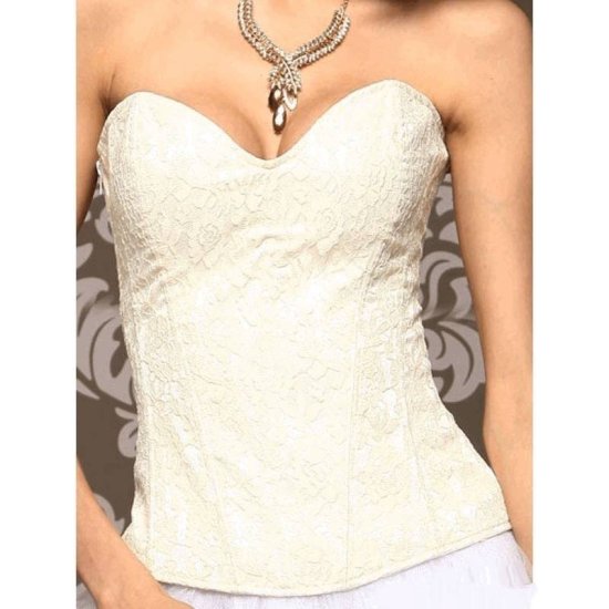 Bridal Corset Ivory with Lace and Side Zipper - Click Image to Close