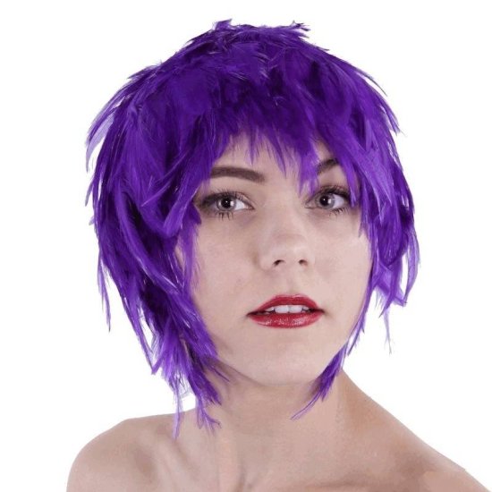 Wig Feather Hair Purple for Your Costume - Click Image to Close