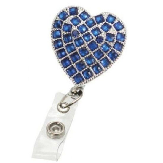 Badge Holder Blue Metal Heart - Click Image to Close
