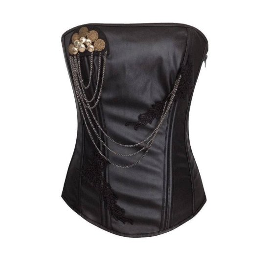 Corset Black with Jewel and Chain Accents - Click Image to Close