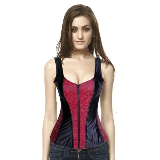 Corset Black and Red Minimizing Waist Design - Click Image to Close