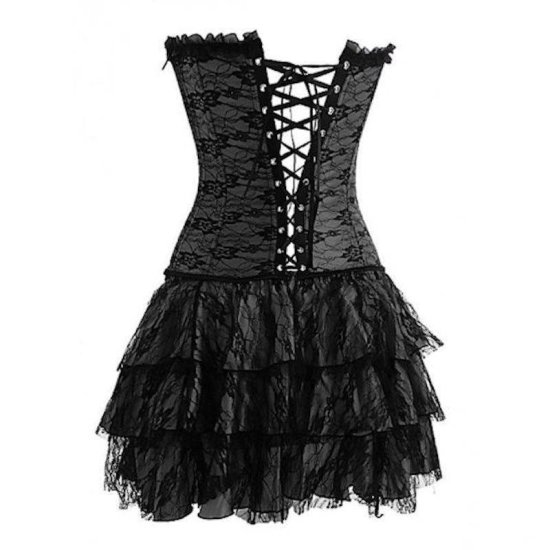 Corset Set Black Lace Corset and Skirt - Click Image to Close