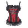 Corset Red with Buckles, Stripes and Lace