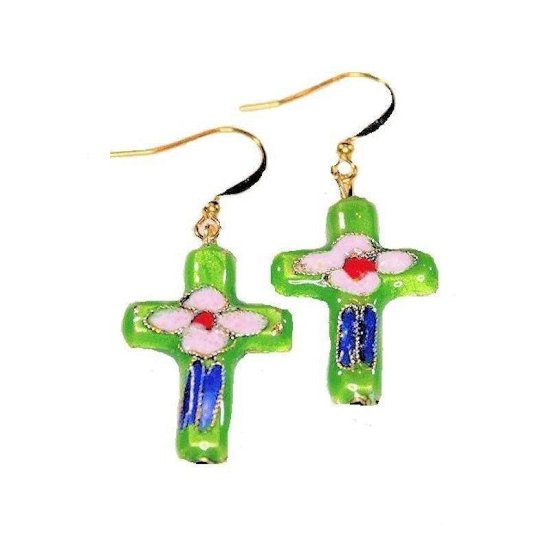 Earrings Cross Beaded Charm - Click Image to Close