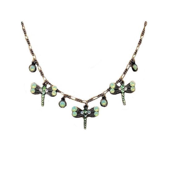 Dragonfly Necklace with Opal Gemstones - Click Image to Close