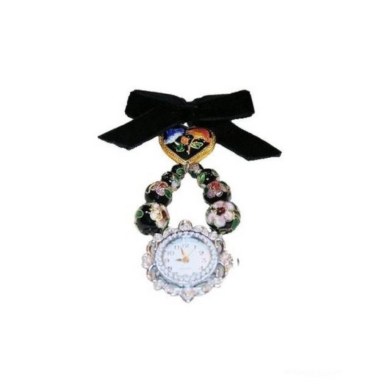 Lapel Pin Beaded Vintage Watch - Click Image to Close