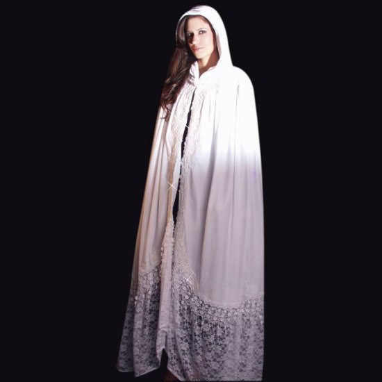 Bridal Cape White Vintage Victorian with Hood - Click Image to Close