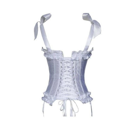 Bridal Corset Steel Boned White with Reinforced Panels - Click Image to Close