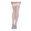 Stockings White Thigh High with Lace Hem