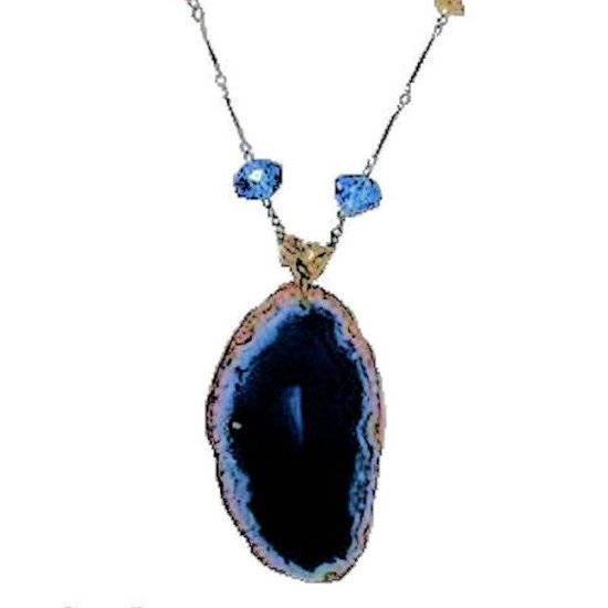 Pendant Necklace Blue Gemstone - Click Image to Close