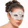 Mask Bridal White Laser Cut Metal with Clear Stones