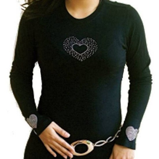 T-Shirt Rhinestone Heart On Your Sleeve by Sabrina Barnett - Click Image to Close